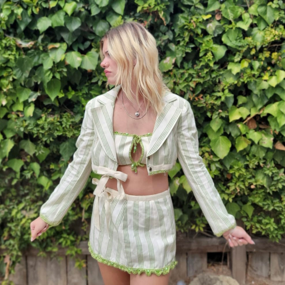Green Striped Jacket Outfit