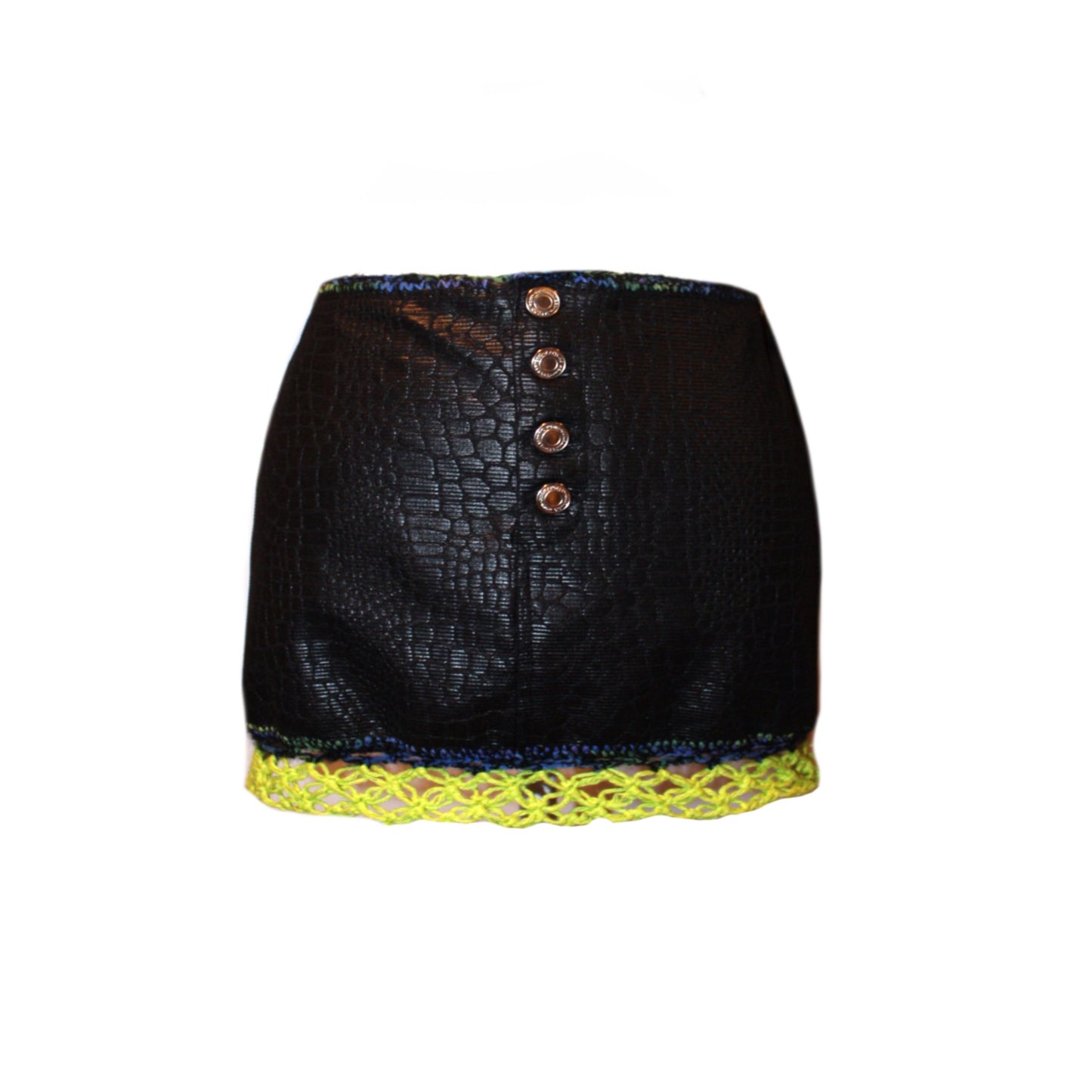 Lime Mesh Trim Mini Skirt