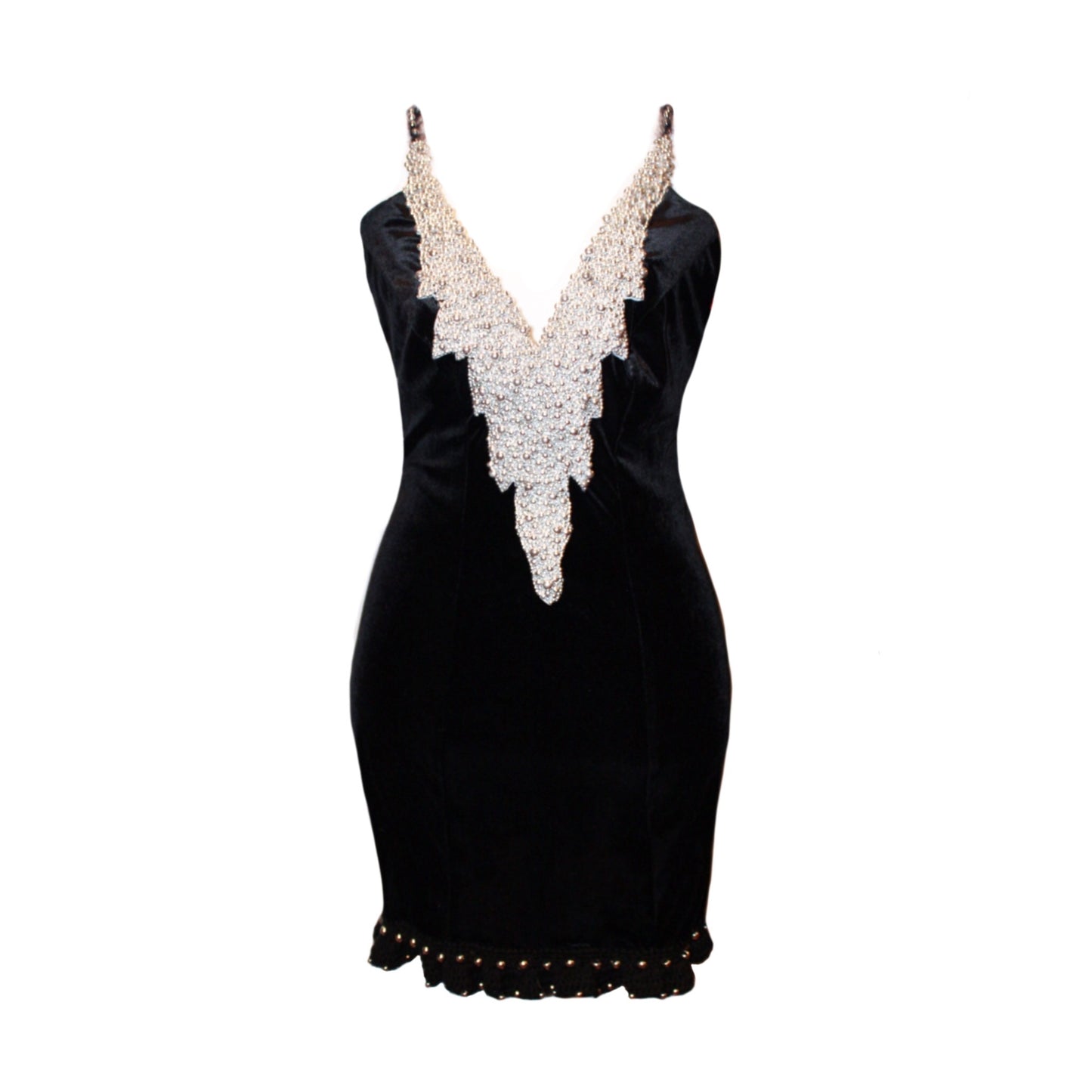 Silver Beaded V Dress