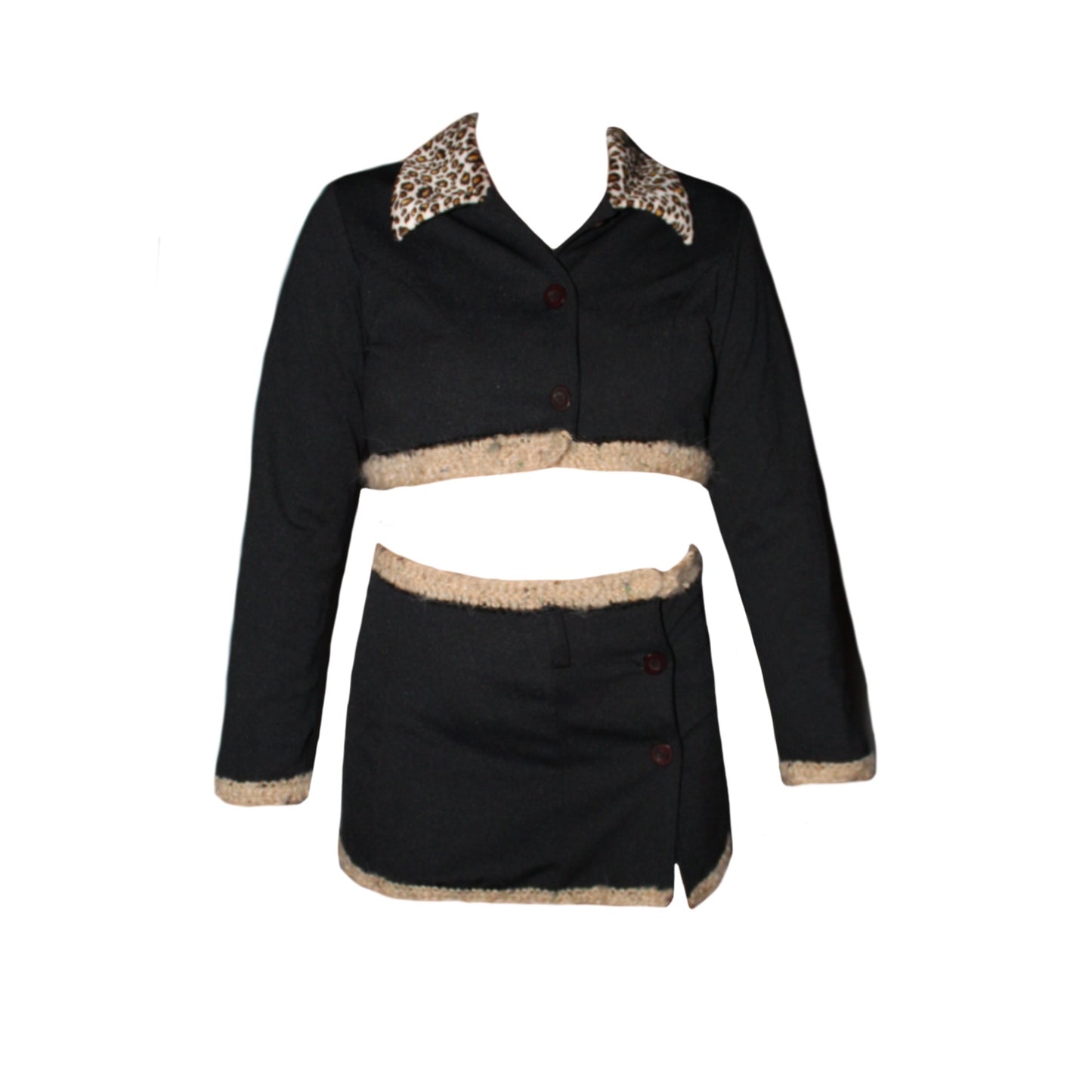 Leopard Collar Jacket Set