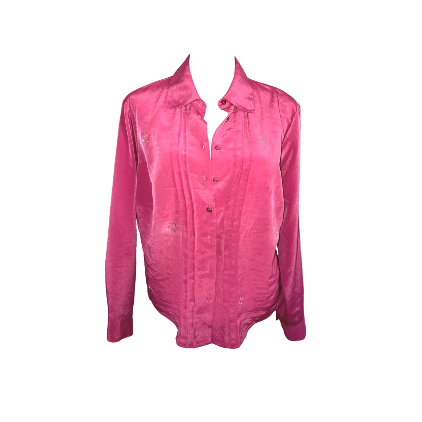 Pink Rhinestone Star Button Up