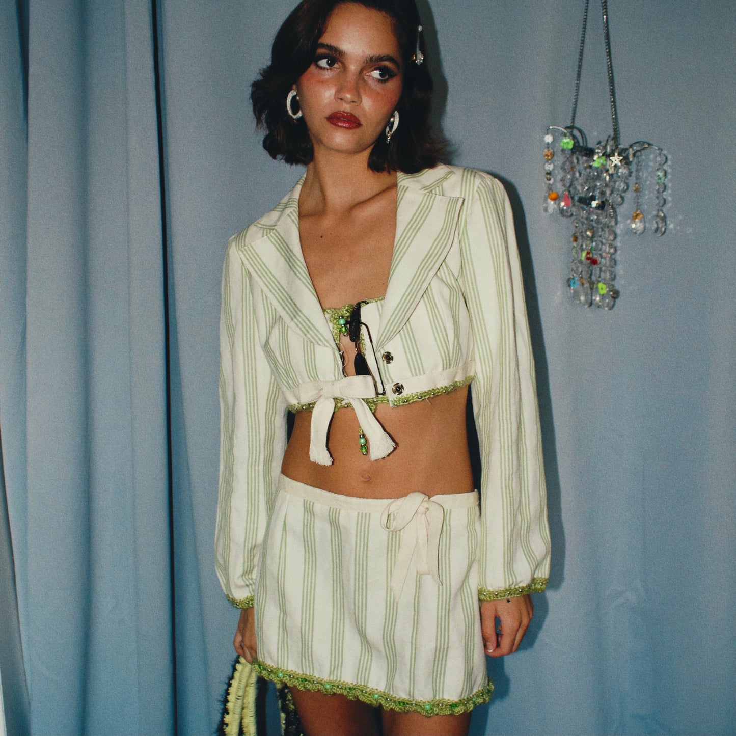 Green Striped Jacket Outfit