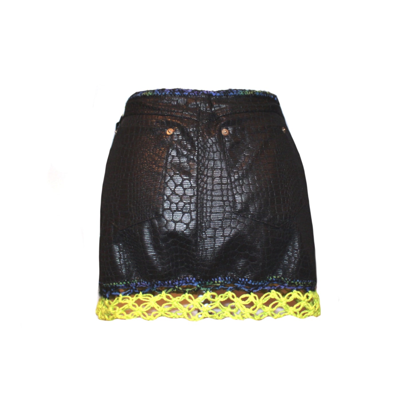 Lime Mesh Trim Mini Skirt