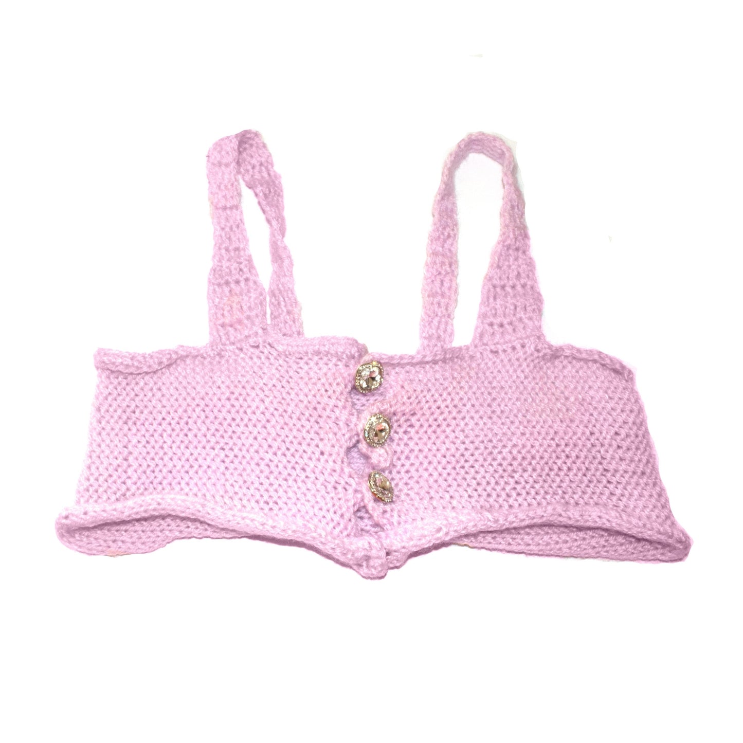 Rhinestone Button Bra Top