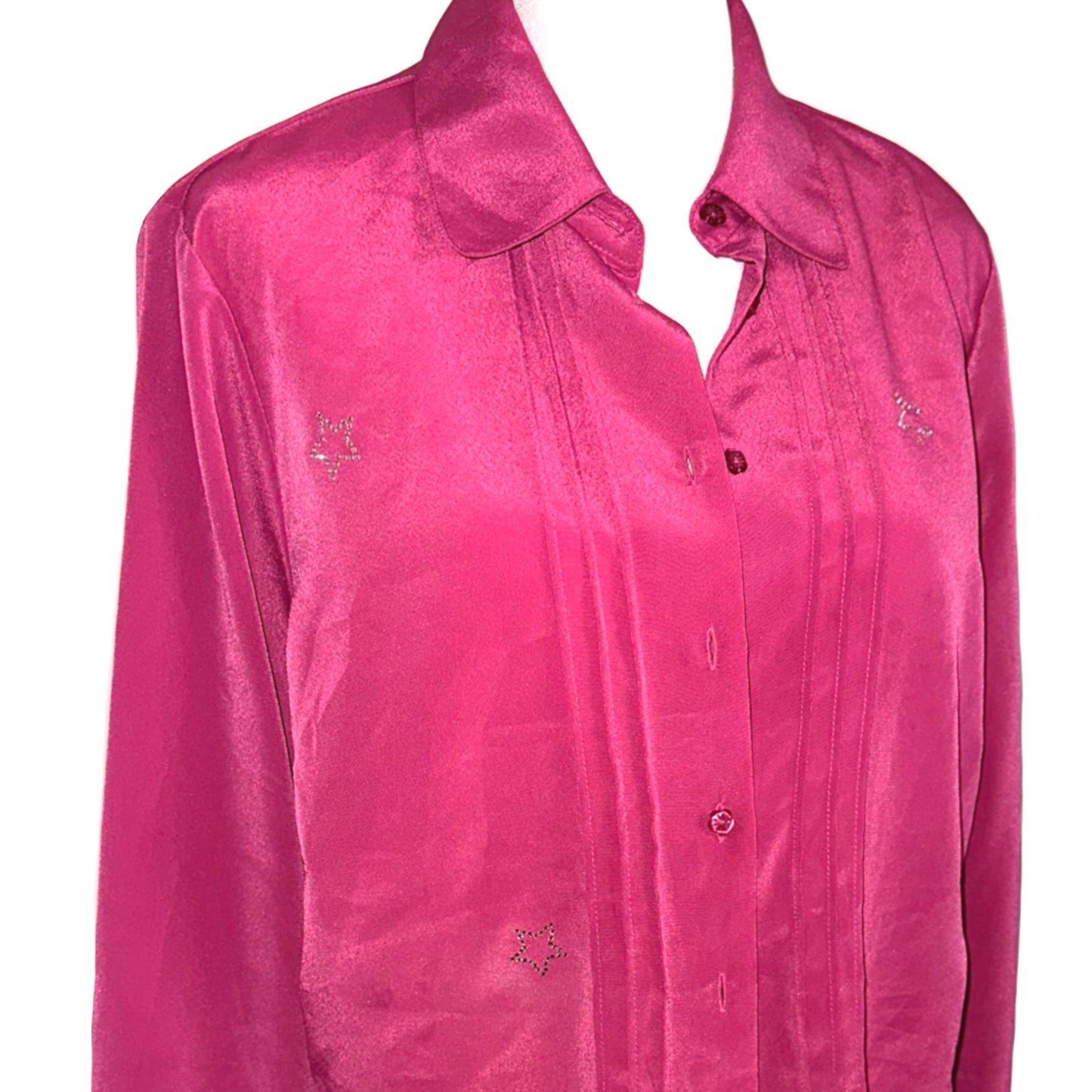 Pink Rhinestone Star Button Up