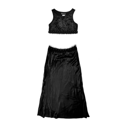 Silky Crop Top + Maxi Skirt Set
