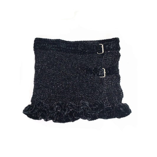 Black Velvet Buckle Skirt