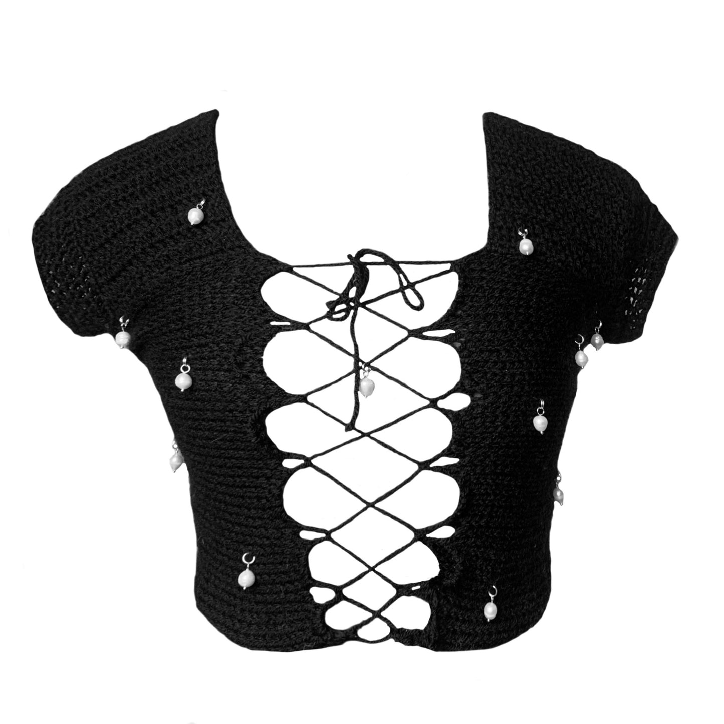Pearl Lace Up Charm Top